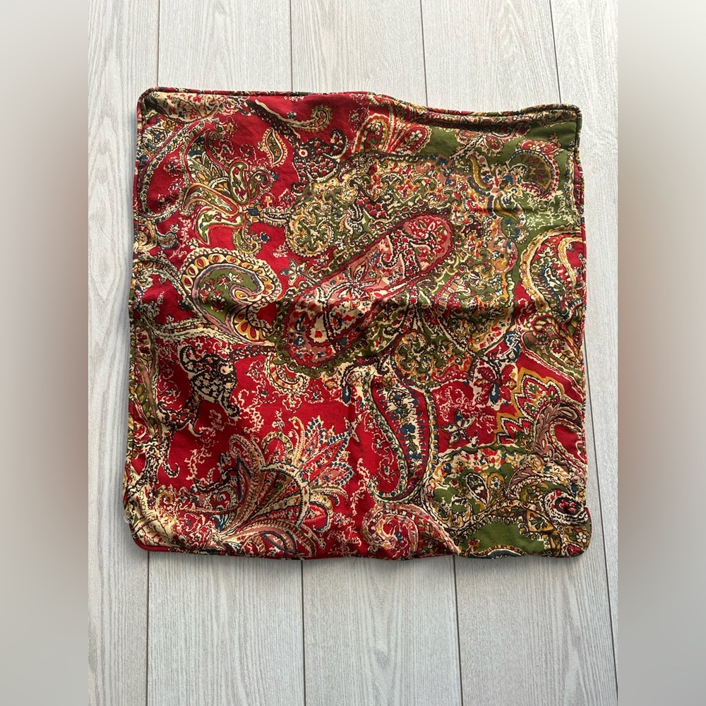 Pottery Barn Red and Green Paisley throw pillow cover